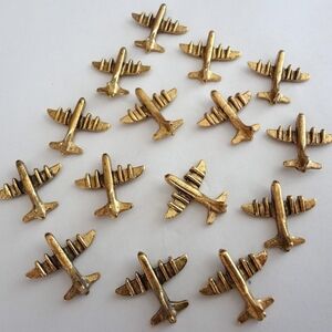Set Of 15 Pcs Airplane Gold Color Metal Bulletin Board Push Pins  Airplanes